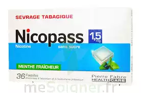 Nicopass 1,5 Mg Pastille Sans Sucre Menthe Fraîcheur Plq/36 à TOURS